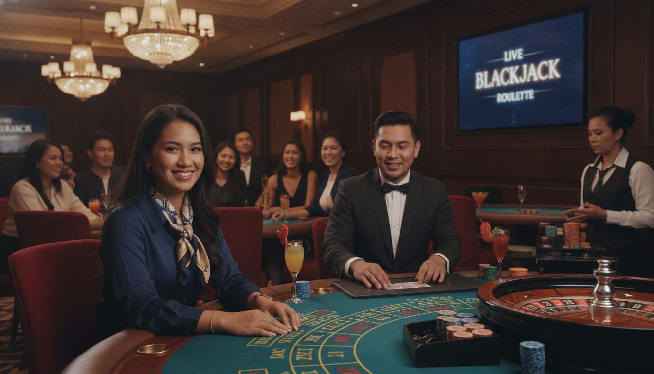 Classic live casino games including blackjack and roulette
